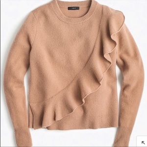 J Crew Ruffled Crew Neck Sweater